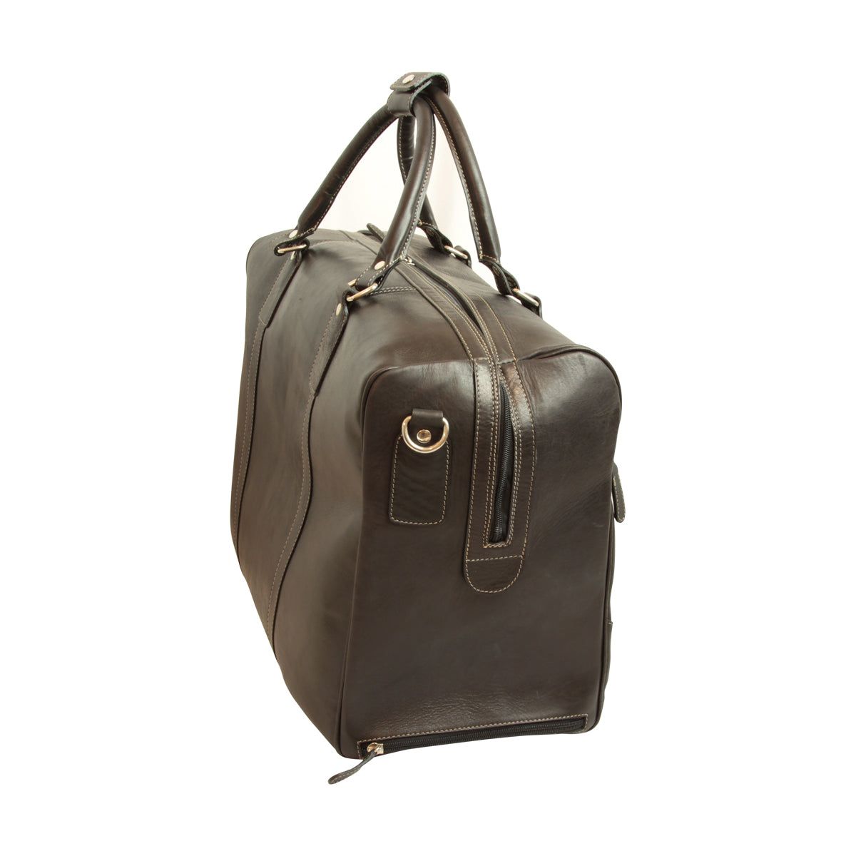 Oiled Calfskin leather duffel bag - Dark Brown