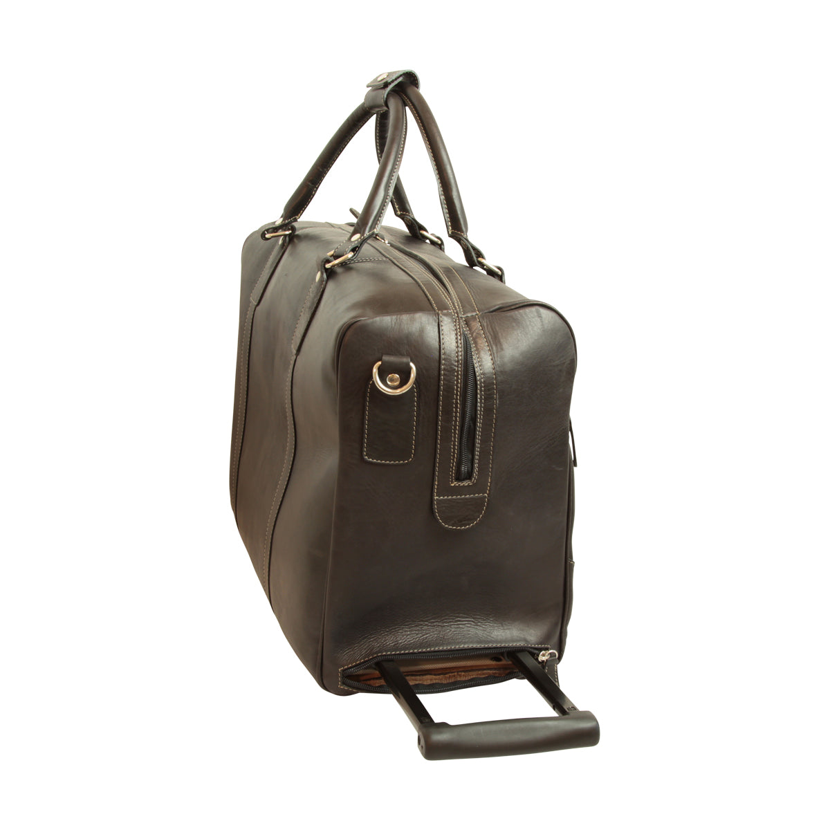 Oiled Calfskin leather duffel bag - Dark Brown