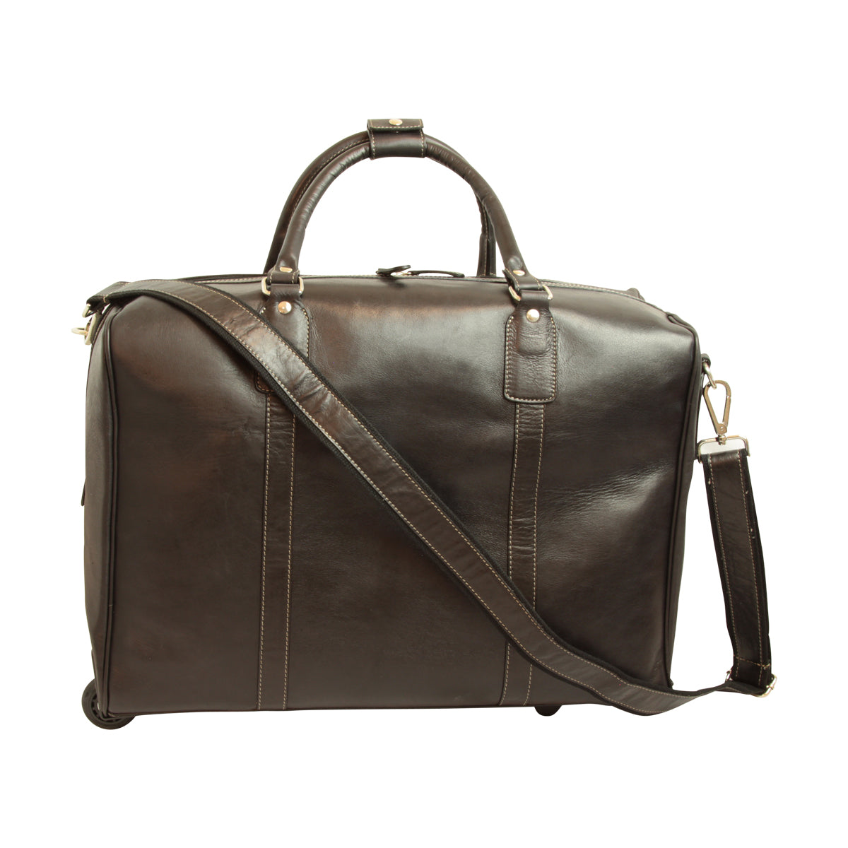 Oiled Calfskin leather duffel bag - Dark Brown
