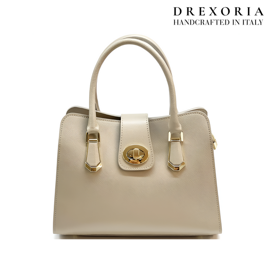 Ivory Taupe - Sorelle Tote Leather Bag - Lusso 004