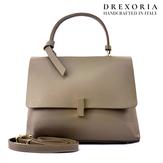 Charcoal Taupe - Valentina Leather Handbag - Lusso 003
