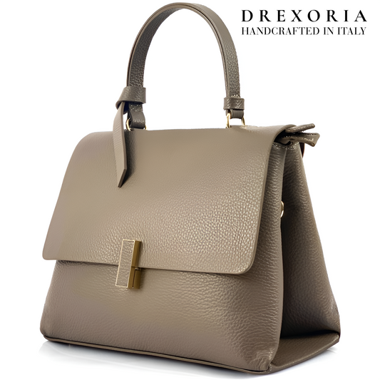 Charcoal Taupe - Valentina Leather Handbag - Lusso 003