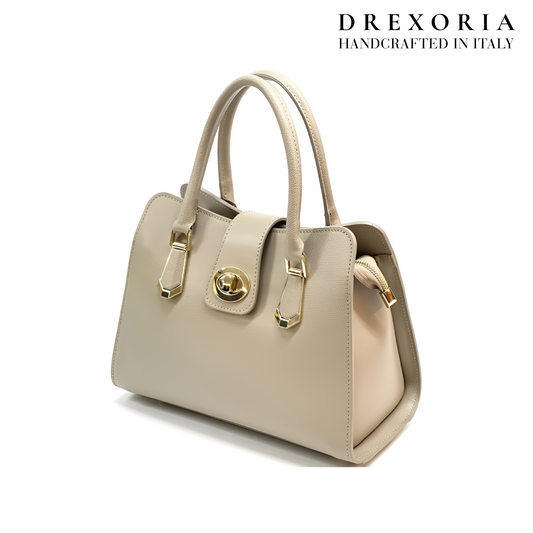Ivory Taupe - Sorelle Tote Leather Bag - Lusso 004