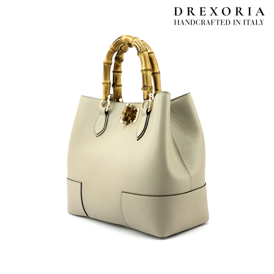 Ivory Taupe - Aurielle Leather Handbag – Lusso 005